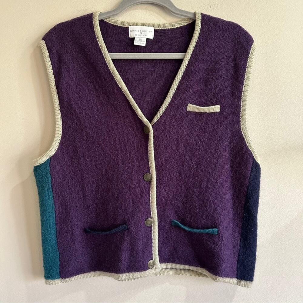 Vintage Christopher &‎ Banks 100% Wool  Sweater Vest